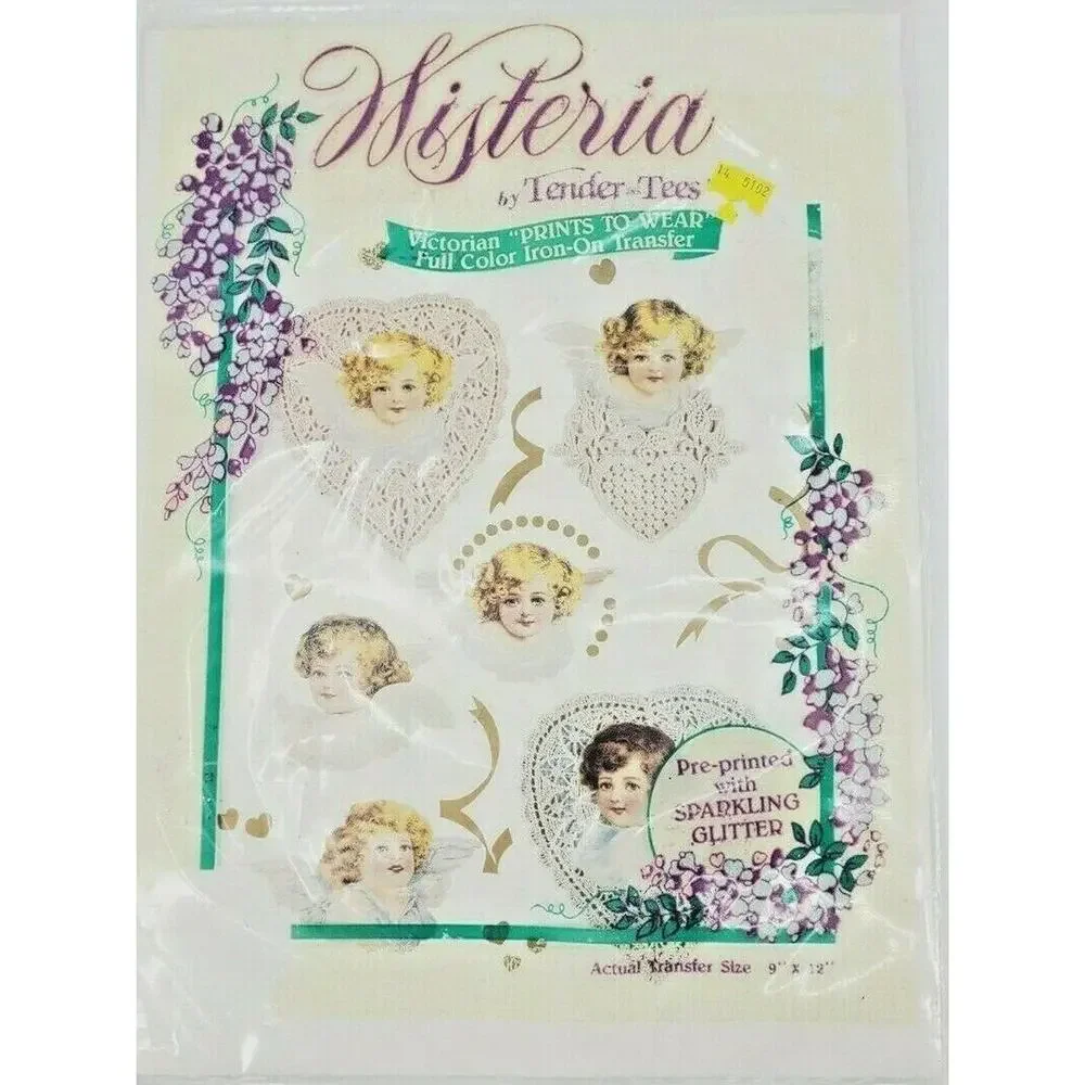 Vintage 90s WISTERIA Victorian Cherub Angels Iron On Transfers Cottagecore FC-24 - Picture 1 of 7